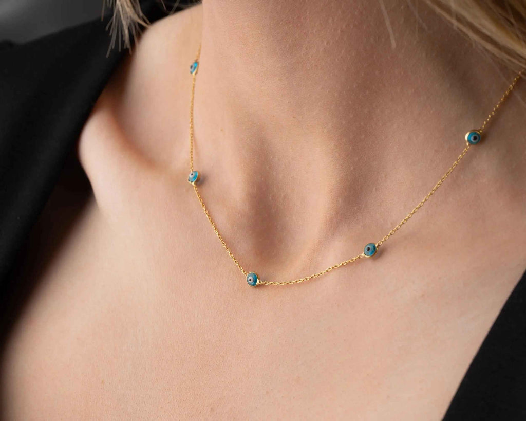 Dainty Sterling Silver Evil Eye Necklace: Gold Protection Jewelry