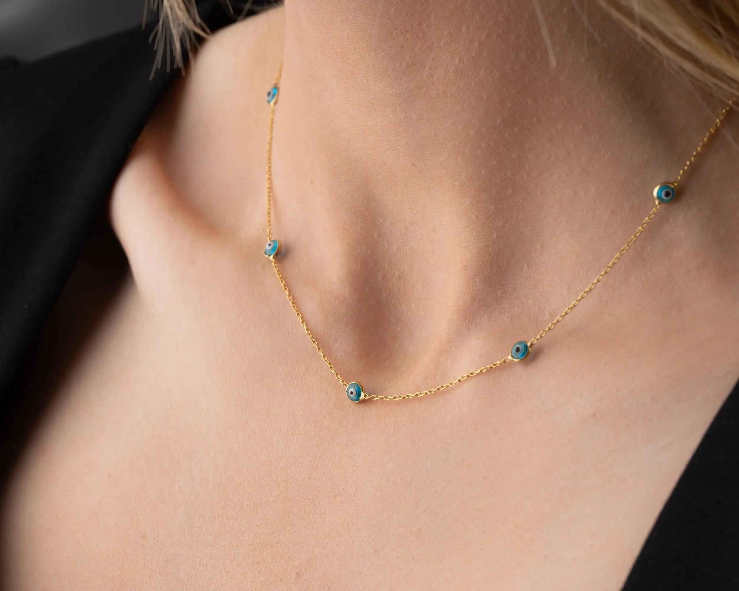 Dainty Sterling Silver Evil Eye Necklace: Gold Protection Jewelry