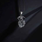 Handmade Sterling Silver Grim Reaper Pendant: Gothic Halloween Necklace