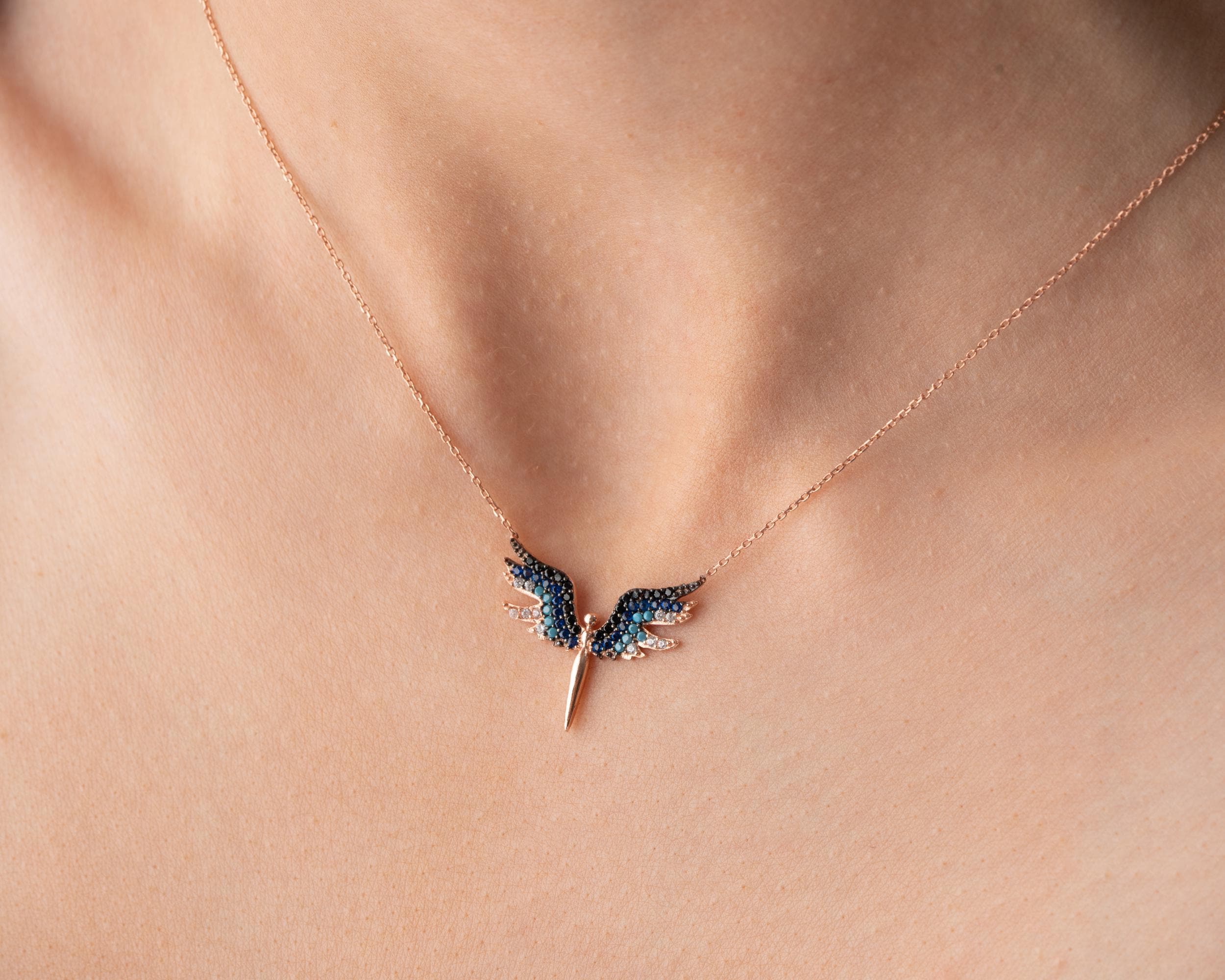 Sterling Silver Archangel Michael Necklace: Guardian Angel Wings