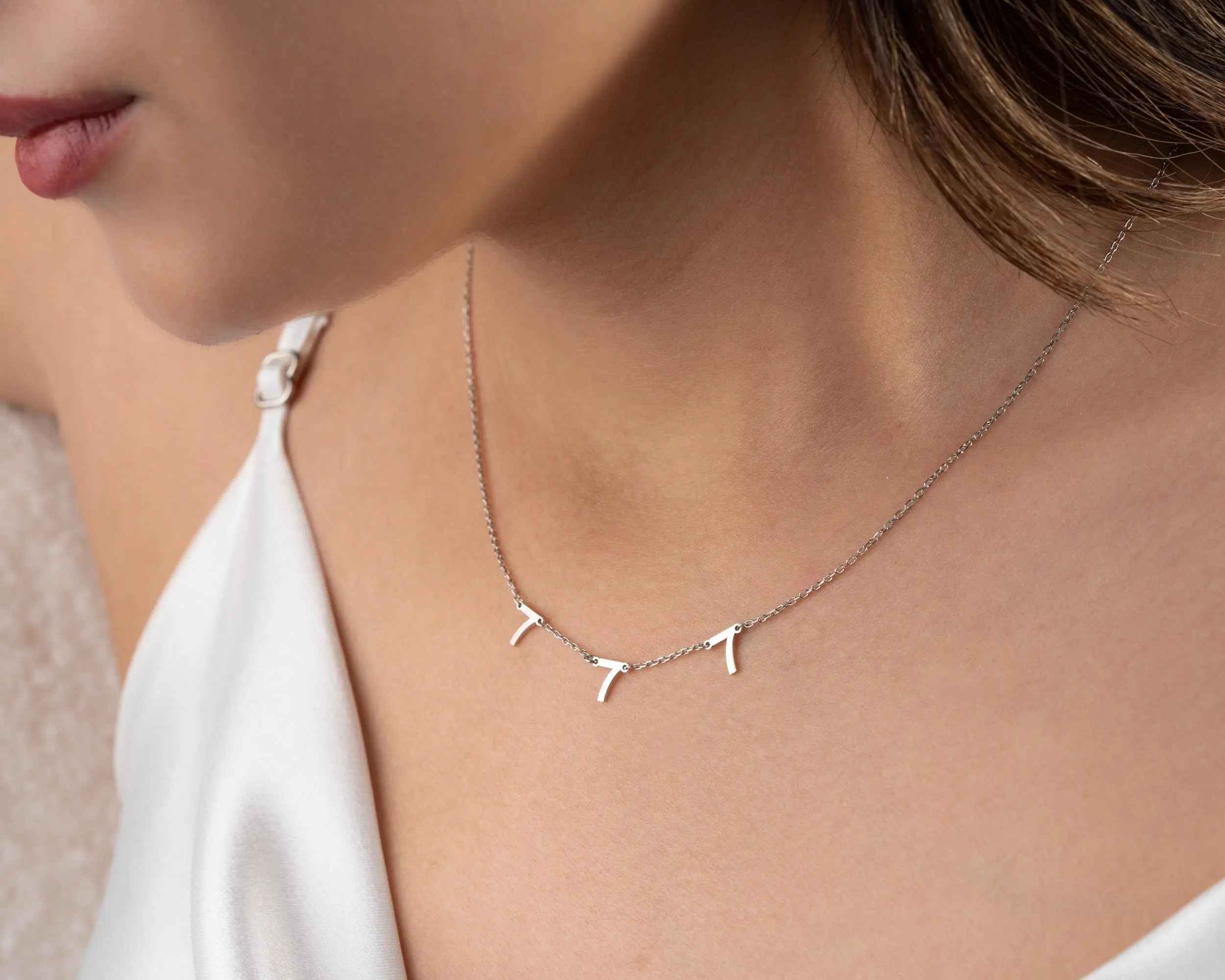 Personalized Sterling Silver Number Necklace - Angel Number Pendant