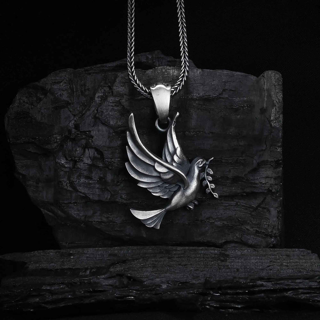 Sterling Silver Dove Necklace: Handmade Peace Symbol Pendant
