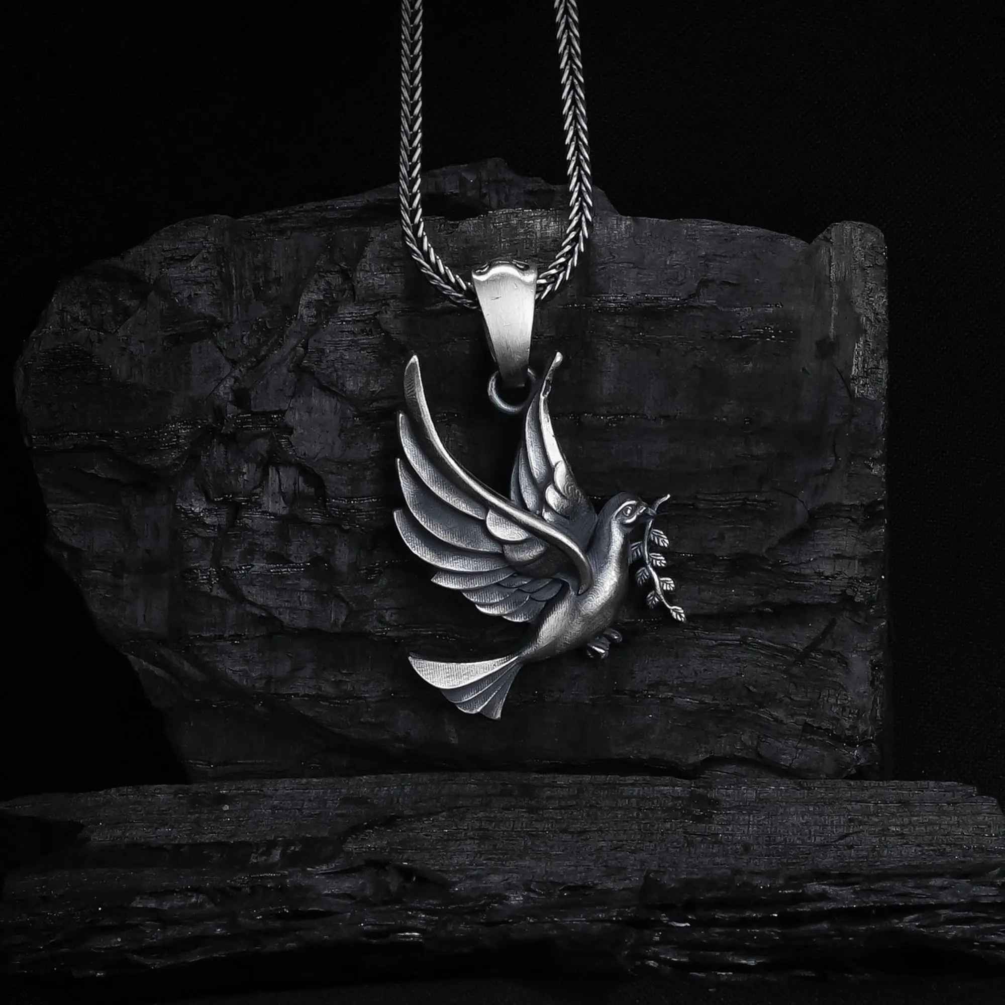 Sterling Silver Dove Necklace: Handmade Peace Symbol Pendant