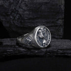 Oxidized Sterling Silver Owl Skull Ring: Gothic Biker Jewelry