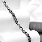Sterling Silver Men’s Bracelet with Baguette Zircon – Celtic Chain Gift for Him