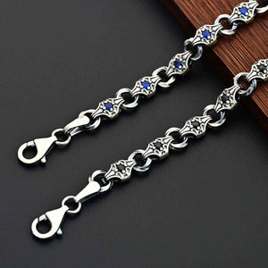 925 Sterling Silver Men’s Bracelet with Zircon Stone – Durable Chain Gift for Him