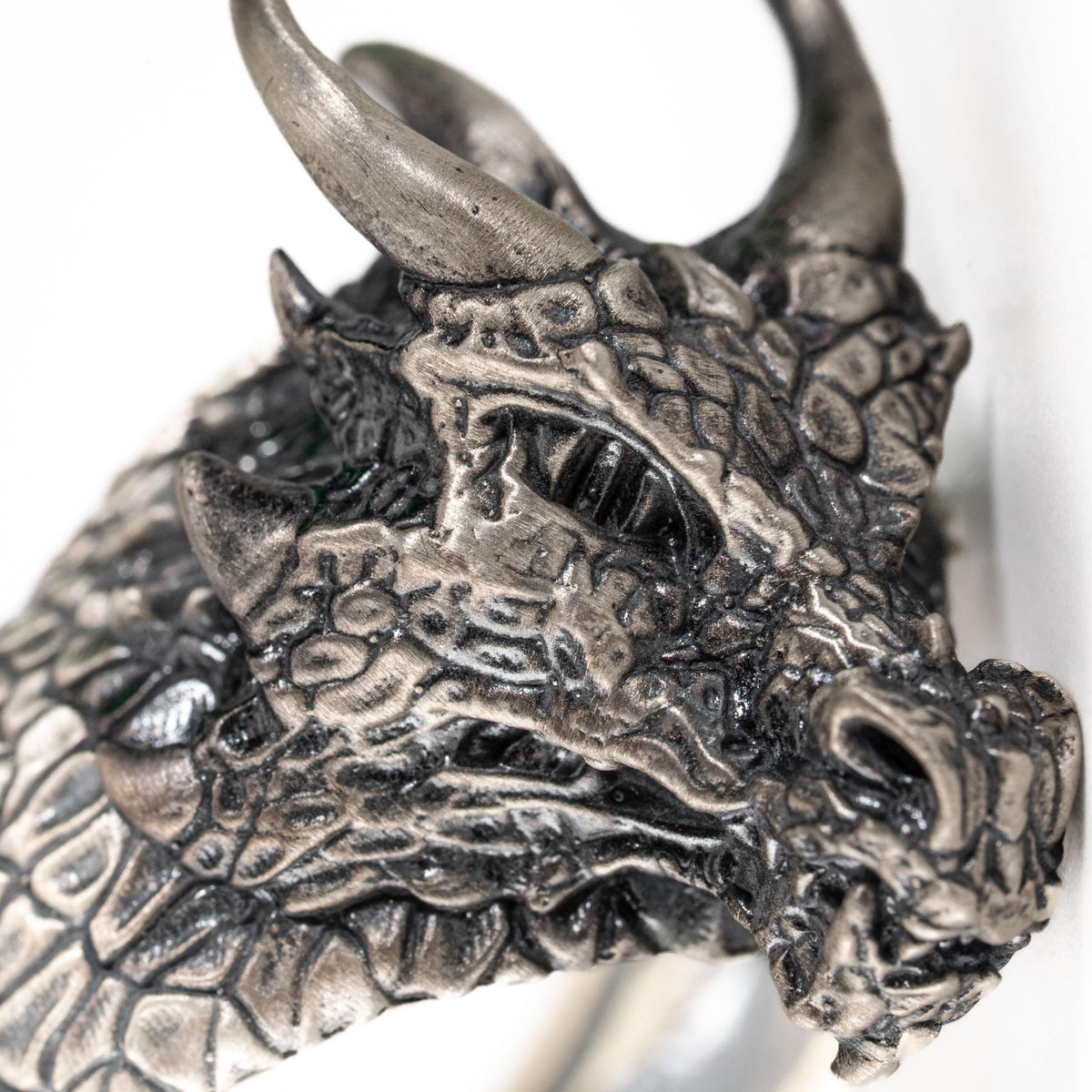 Gothic Dragon Head Relief Motif Ring  Ring  Charmora Jewelry