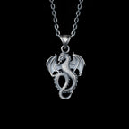 Sterling Silver Winged Dragon Necklace - Mens Pendant Jewelry   Charmora Jewelry