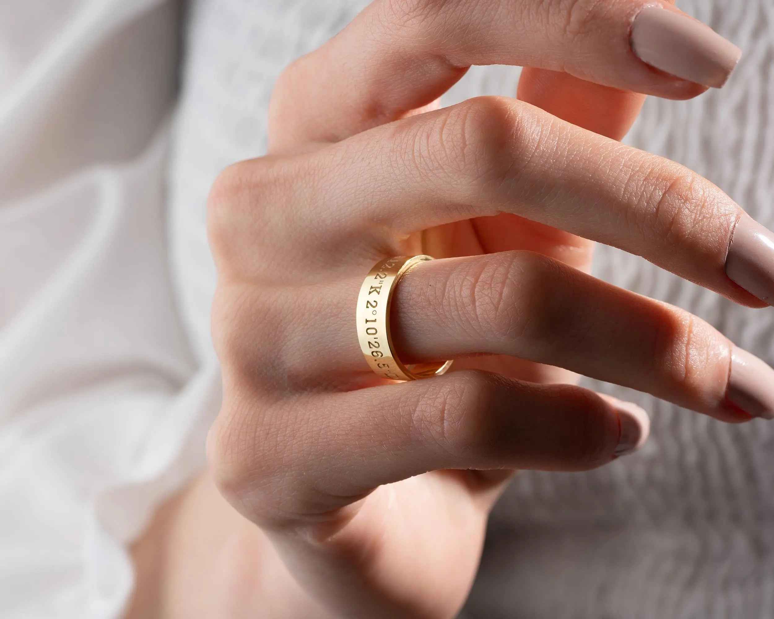Silver Coordinates Engraved GPS Ring, Personalized Anniversary Gift