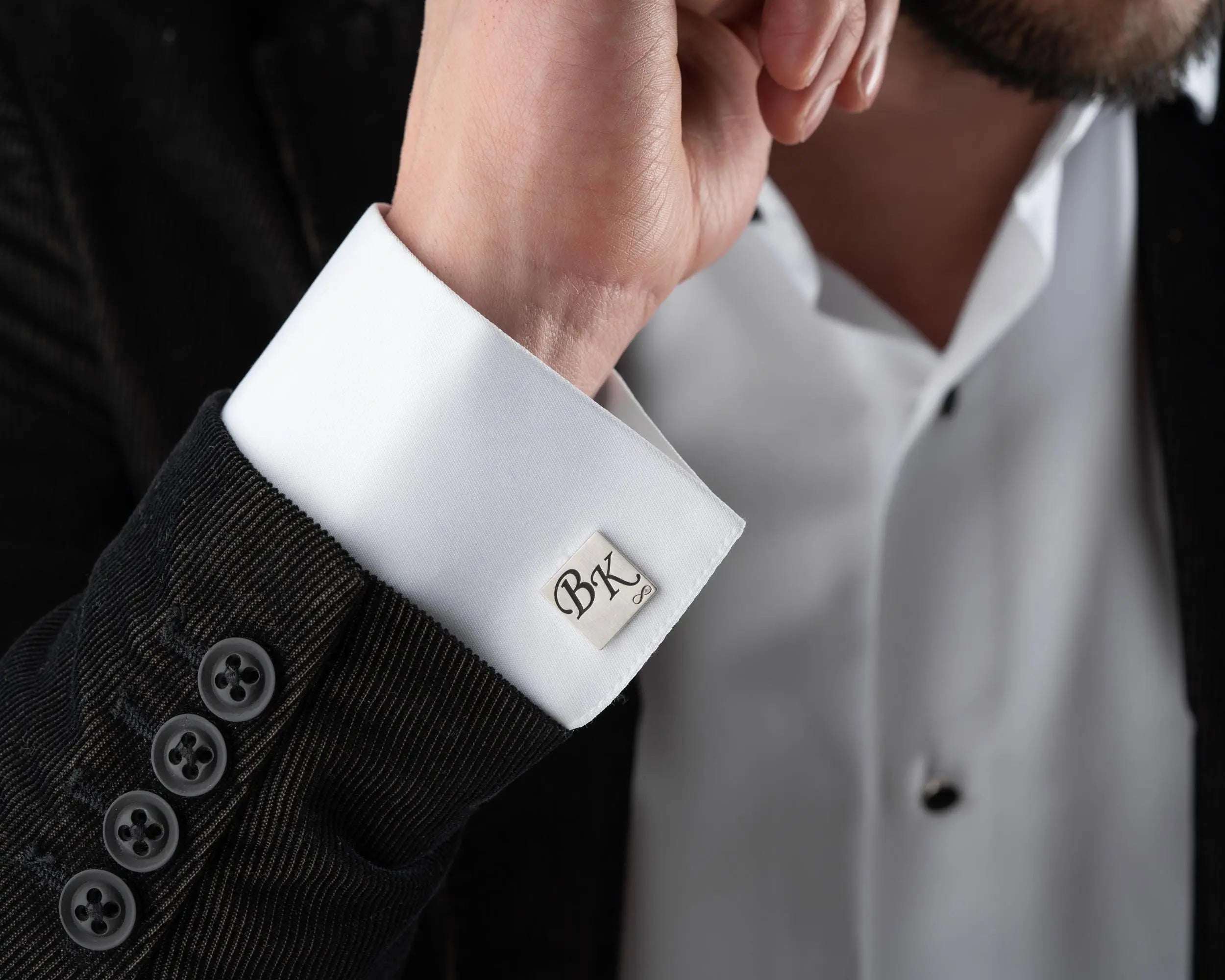 Engraved Sterling Silver Infinity Cufflinks: Personalized Wedding Groomsmen Gift   Charmora Jewelry