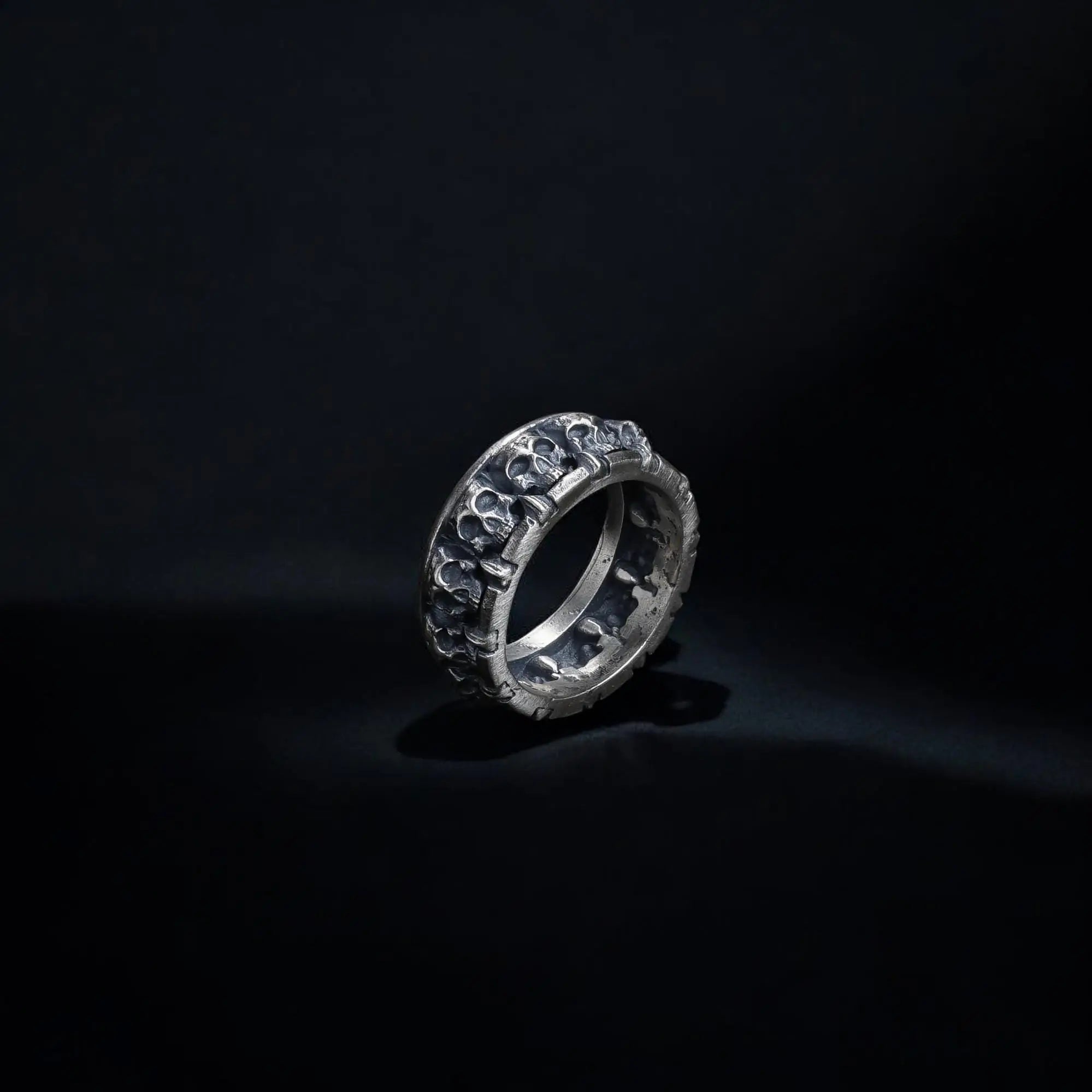 Handmade Oxidized Sterling Silver Skull Ring: Gothic Jewelry Gift   Charmora Jewelry