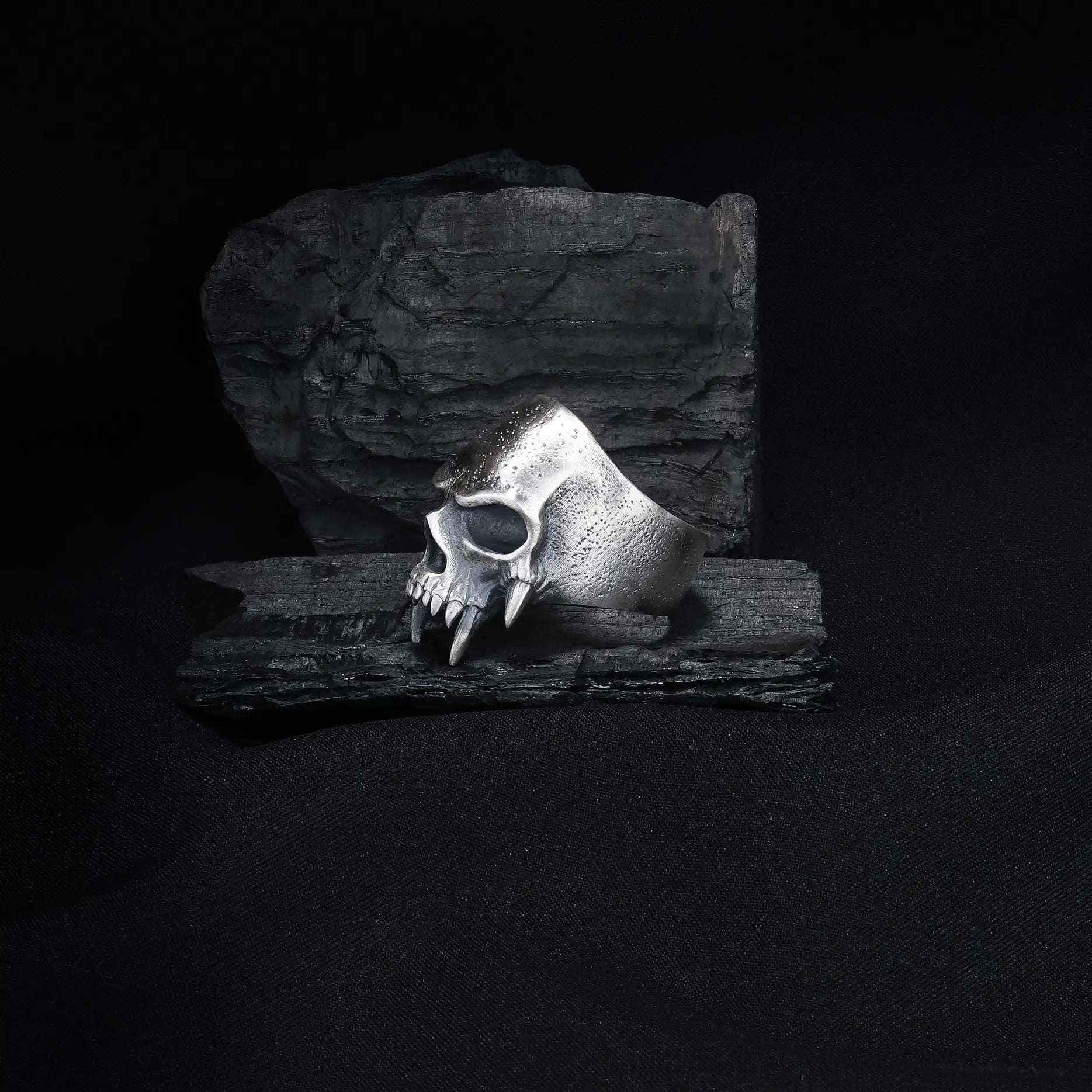 Oxidized Sterling Silver Skull Ring: Gothic Biker Jewelry