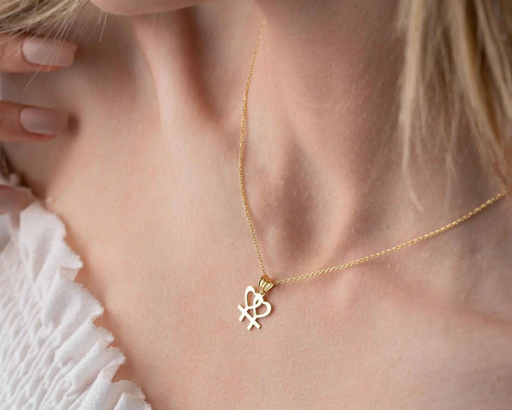 Sterling Silver Lesbian Heart Necklace: LGBT Pride Jewelry