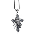 Sterling Silver Praying Hands Cross Necklace, Religious Pendant   Charmora Jewelry