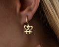 Boucles d'oreilles cœur Fierté Lesbienne en Or Massif : Bijoux Symbole de Vénus