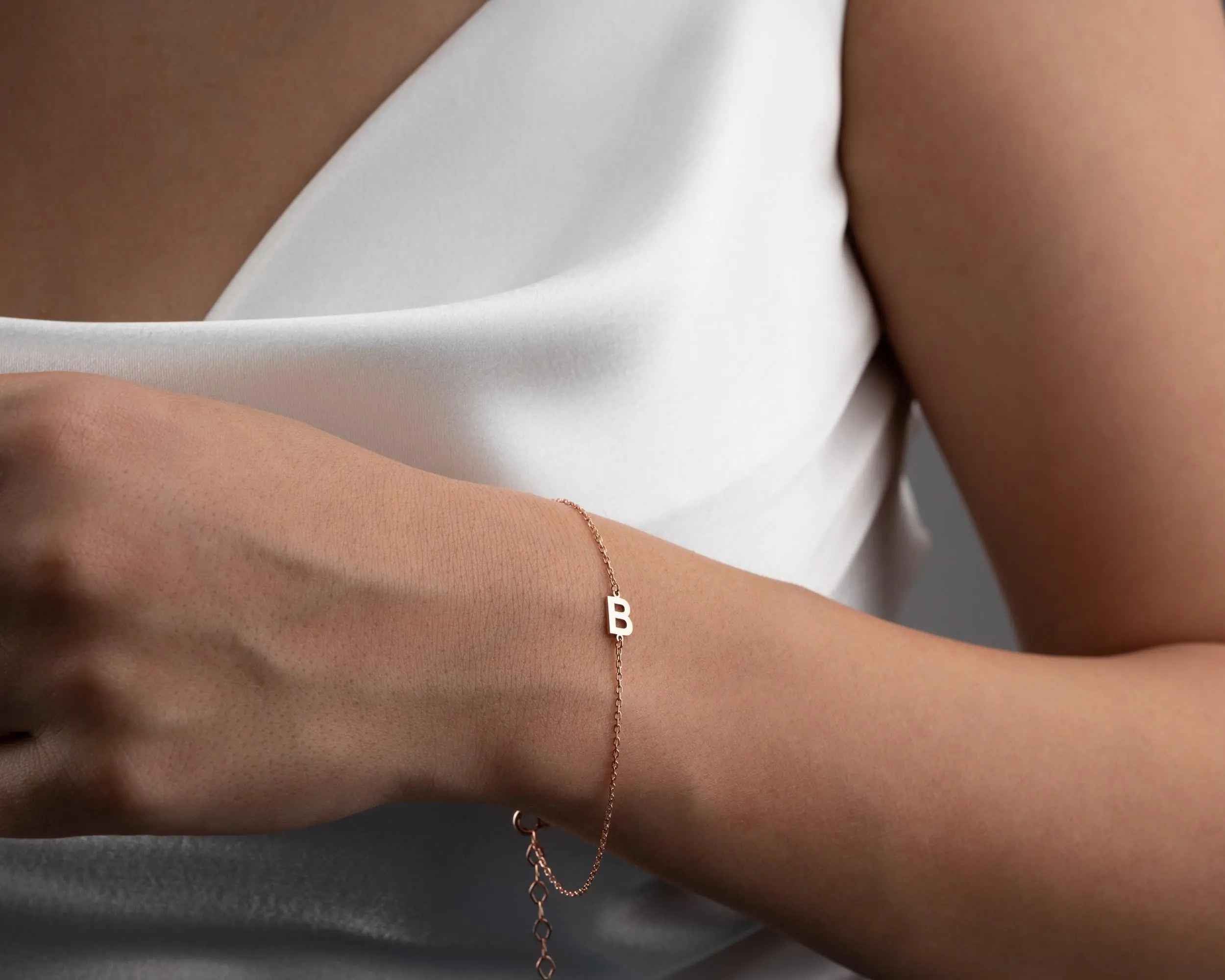 Sterling Silver Initial Bracelet: Personalized Letter Jewelry