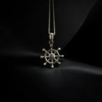 Sterling Silver Nautical Ship Wheel Necklace Gold Pendant   Charmora Jewelry