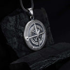 Sterling Silver Compass Necklace, Travel Jewelry Gift for Him   Charmora Jewelry