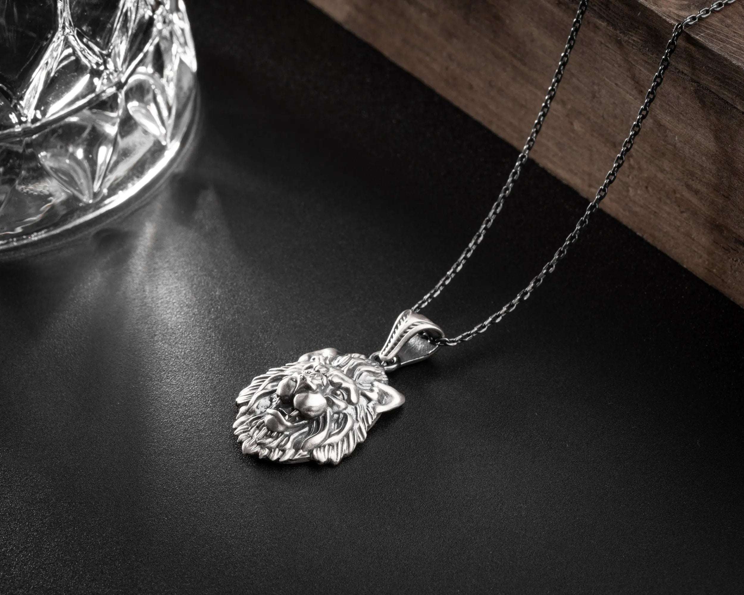 Sterling Silver Lion Head Necklace: Leo Zodiac Pendant, King of the Jungle   Charmora Jewelry
