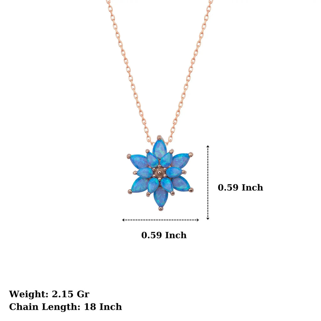 Opal Lotus Flower Necklace: Rose Gold Sterling Silver   Charmora Jewelry