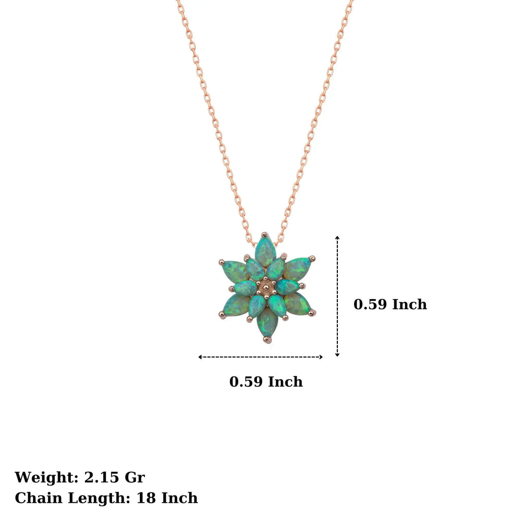Sterling Silver Lotus Necklace: Green Australian Opal, Handmade   Charmora Jewelry