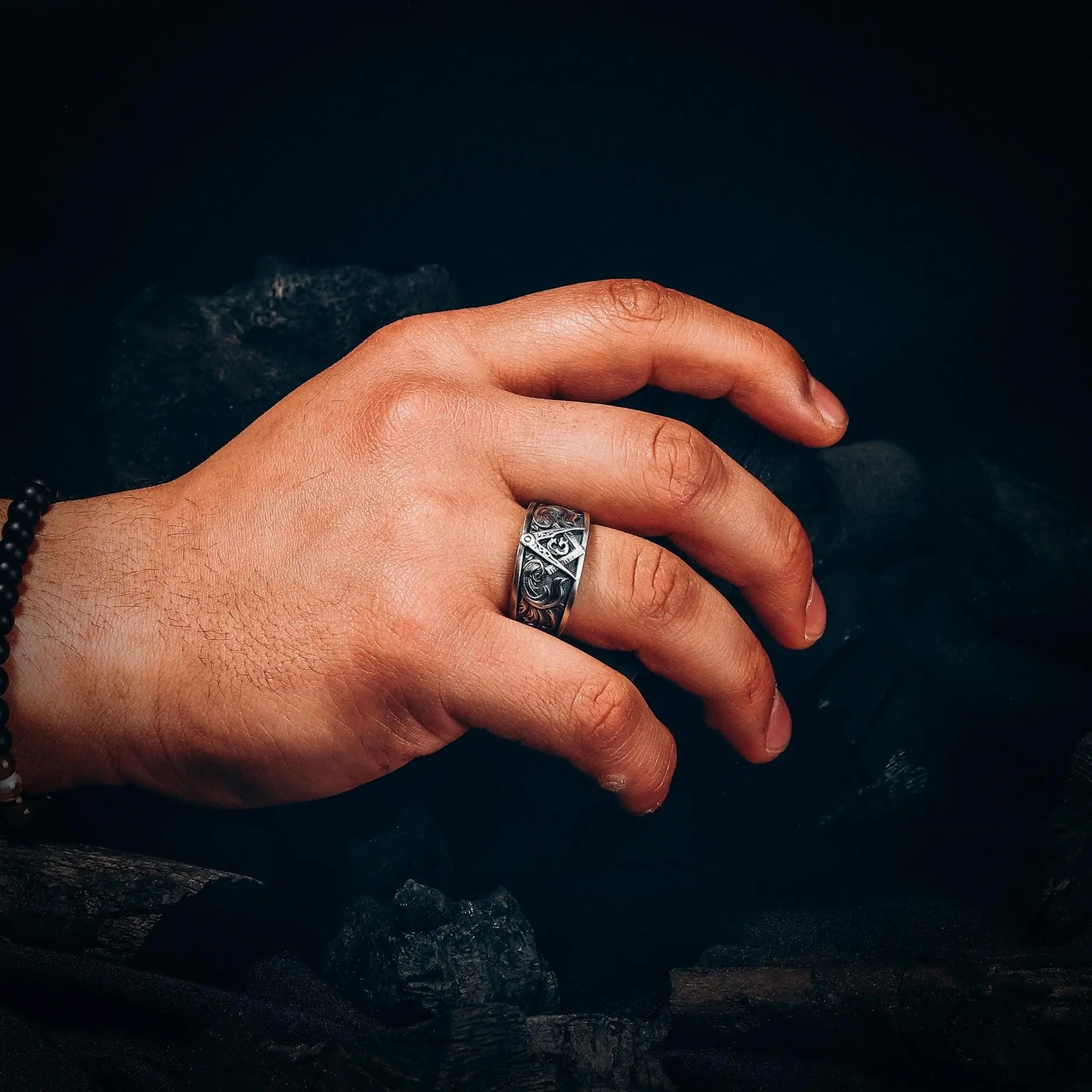 Bague maçonnique en argent sterling : Bijoux cadeau symbole franc-maçon