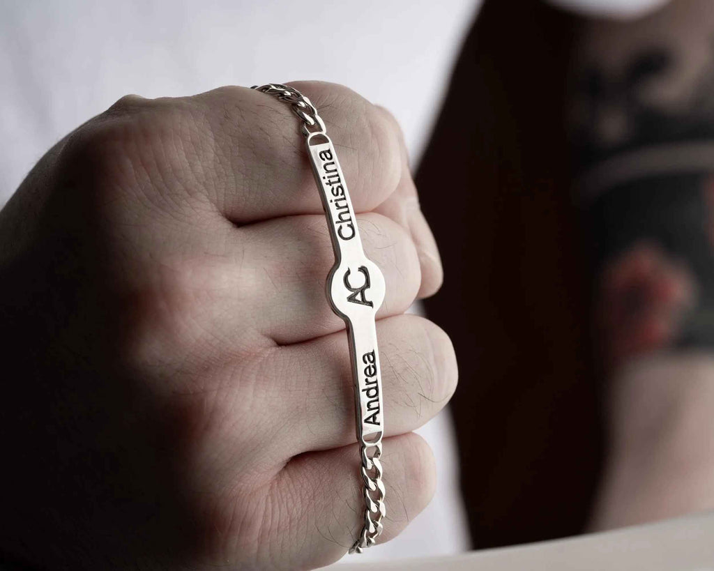 Personalized Sterling Silver Couple Bracelet: Valentine’s Gift