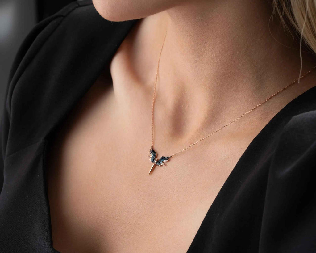 Sterling Silver Archangel Michael Necklace: Guardian Angel Wings