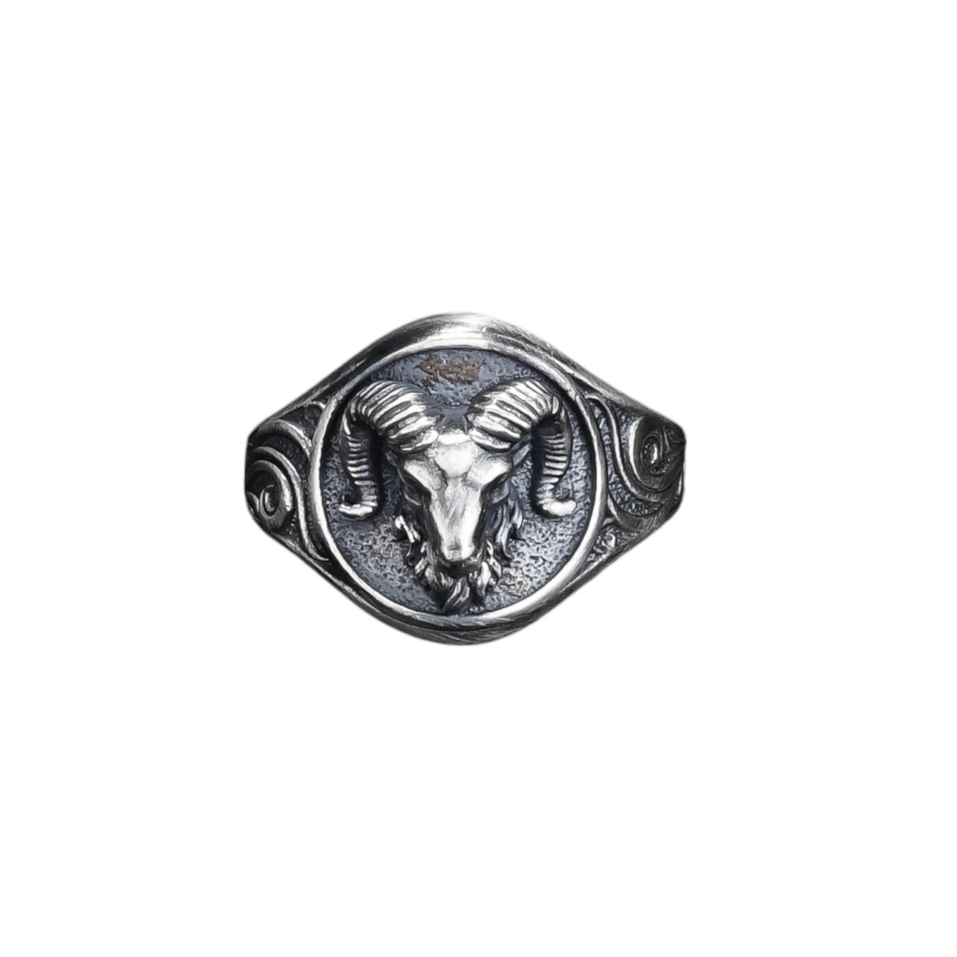 Sterling Silver Ram Ring: Aries Zodiac Jewelry for Men