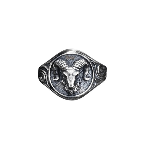Sterling Silver Ram Ring: Aries Zodiac Jewelry for Men   Charmora Jewelry
