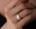 Solid Gold Coordinates Ring: Custom Engraved Anniversary Jewelry