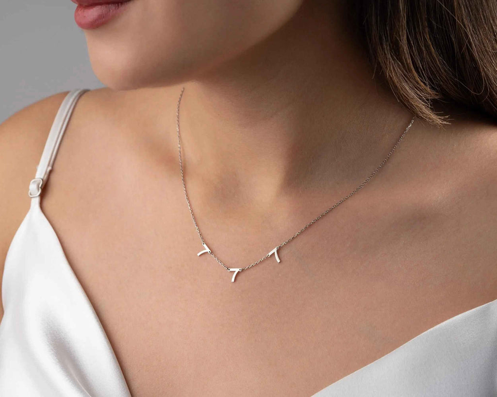 Personalized Sterling Silver Number Necklace - Angel Number Pendant