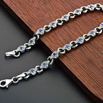 925 Sterling Silver Men’s Bracelet with Zircon Stone – Durable Chain Gift for Him