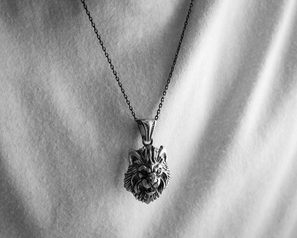 Sterling Silver Lion Head Necklace: Leo Zodiac Pendant, King of the Jungle   Charmora Jewelry