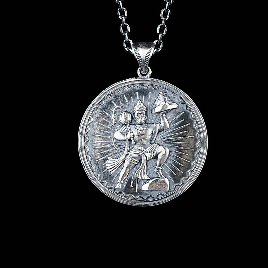 Lord Hanuman Pendant Necklace | 925 Sterling Silver Hindu Spiritual Jewelry