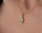 Sterling Silver Hamsa Hand Necklace: Fatima Pendant, Spiritual Jewelry