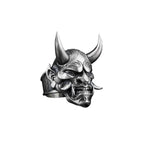 Sterling Silver Japanese Oni Mask Ring: Samurai Jewelry Gift