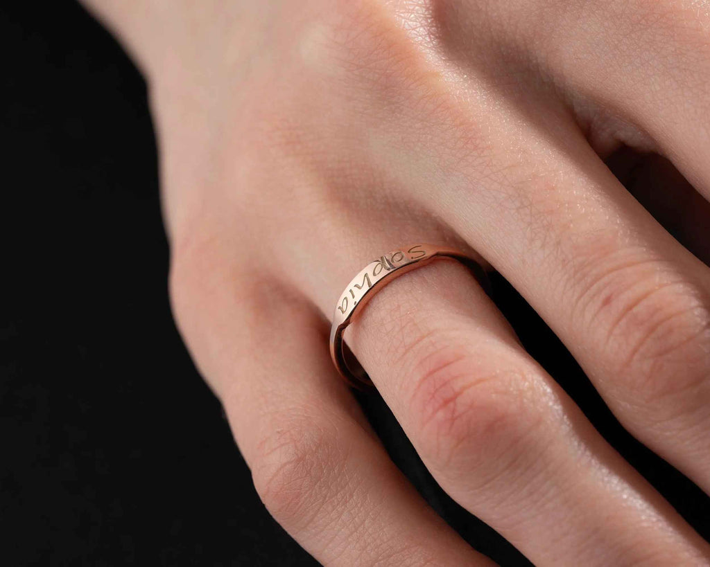 Sterling Silver Custom Name Ring: Personalized Engraved Gift