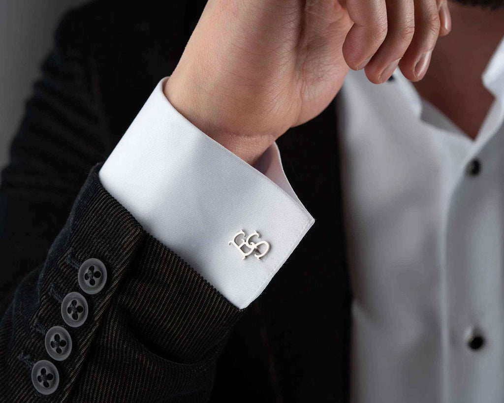 Custom Initial Cufflinks: Engraved Sterling Silver Groomsmen Gift