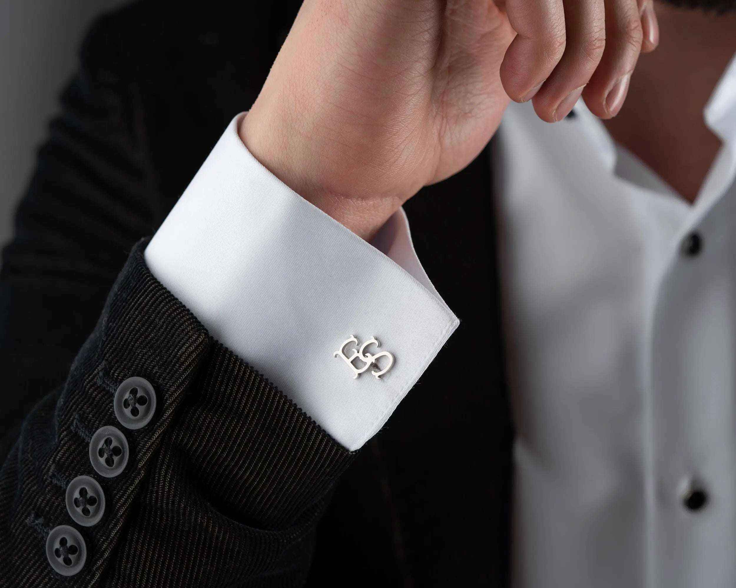 Custom Initial Cufflinks: Engraved Sterling Silver Groomsmen Gift