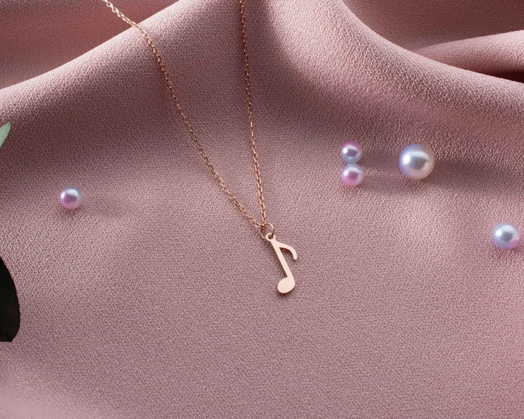 Sterling Silver Music Note Necklace: Musician Gift, 18 Inch Chain