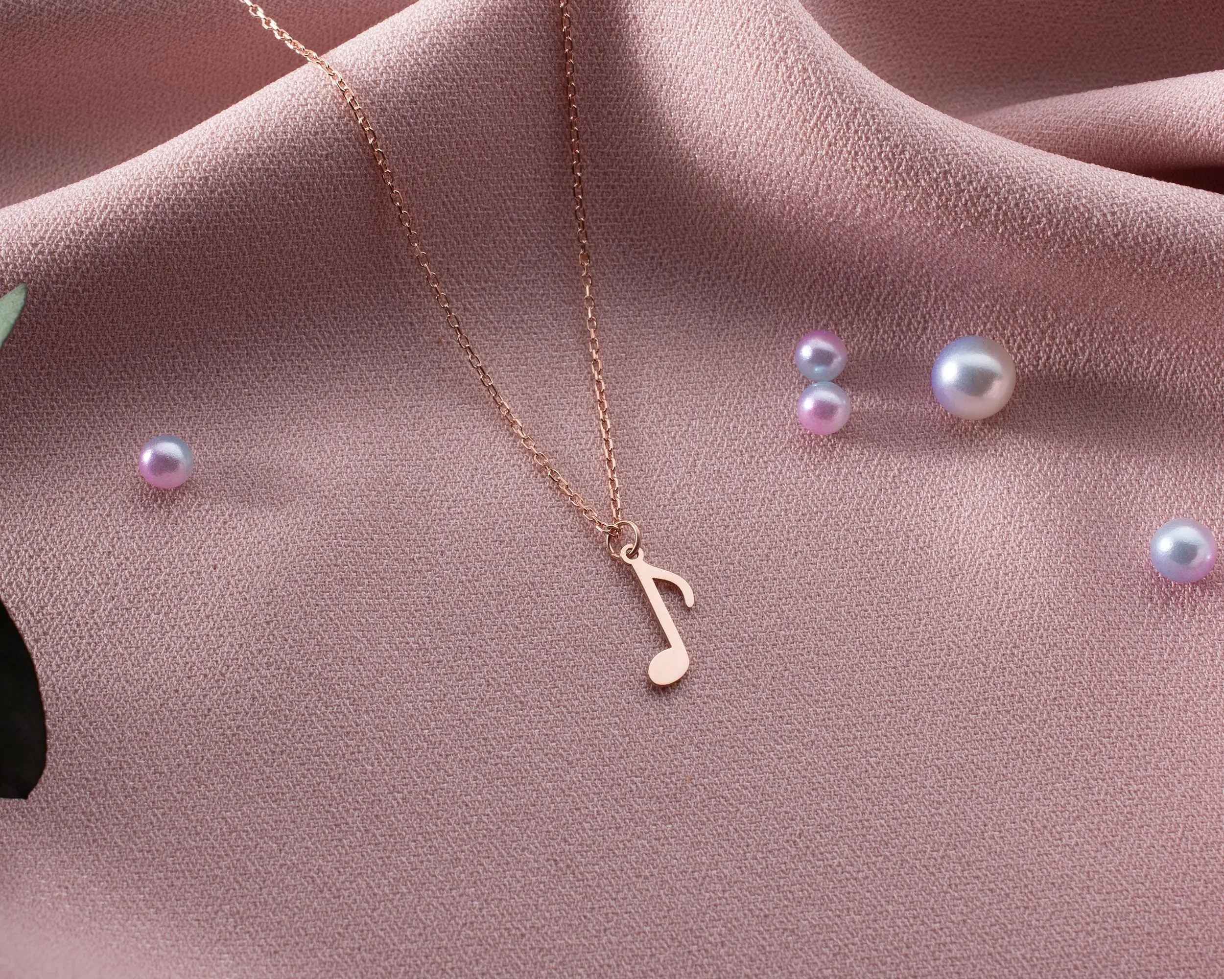 Sterling Silver Music Note Necklace: Musician Gift, 18 Inch Chain