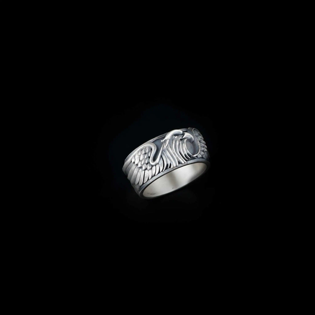 Eagle Ring Sterling Silver, Bird Wrap Ring, Wildlife Jewelry, Animal Lover Gift, Adjustable Band   Charmora Jewelry