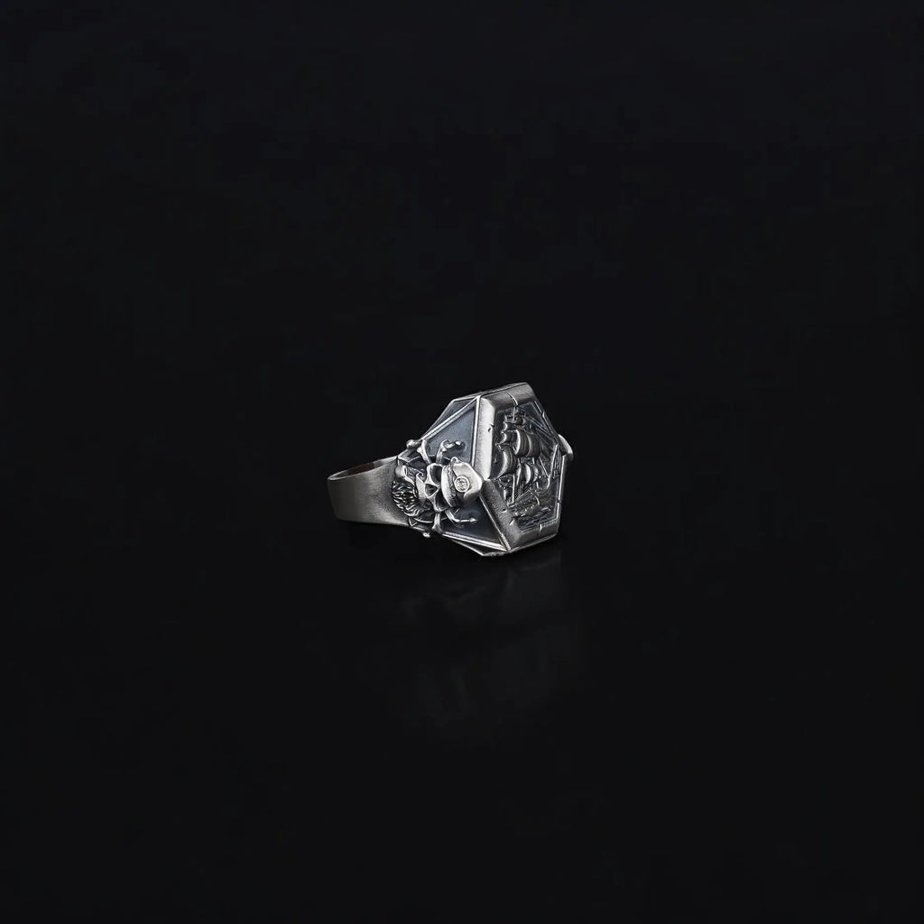 Sterling Silver Viking Sailboat Ring: Nautical Jewelry Gift   Charmora Jewelry
