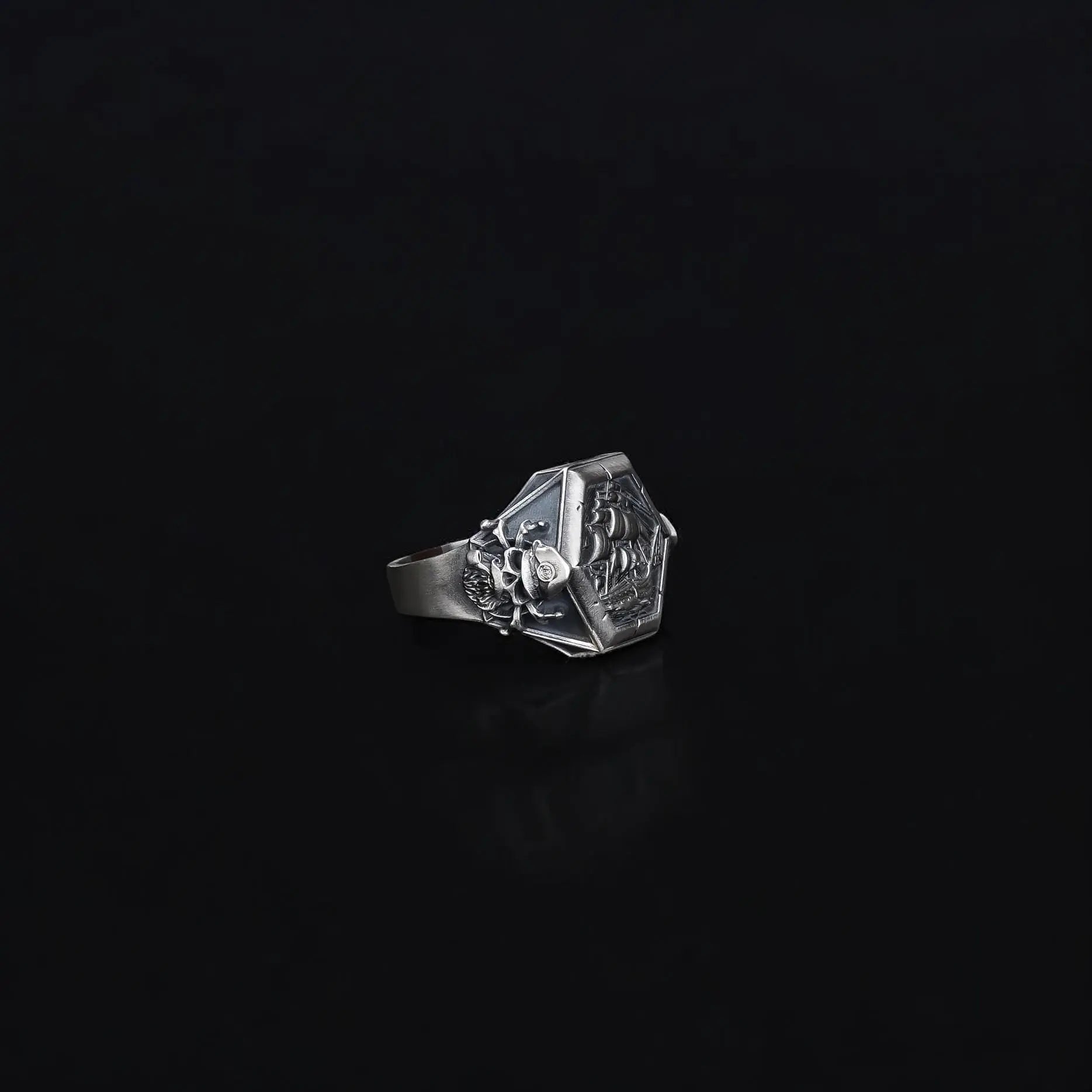 Sterling Silver Viking Sailboat Ring: Nautical Jewelry Gift   Charmora Jewelry