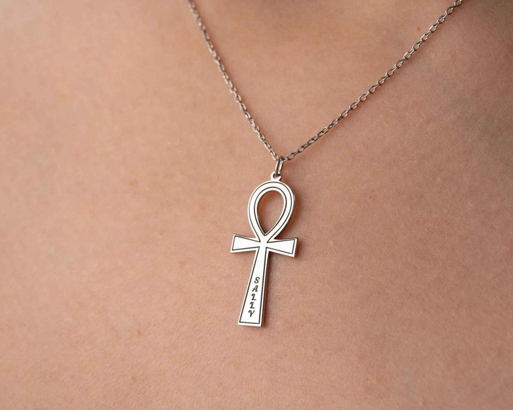 Custom Sterling Silver Ankh Necklace: Personalized Egyptian Jewelry