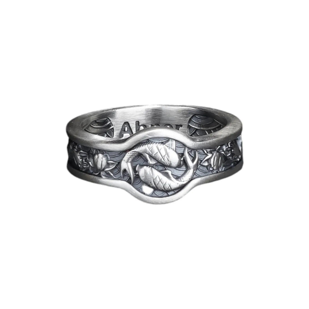 Sterling Silver Japanese Koi Fish Ring, Fish Lover Gift   Charmora Jewelry