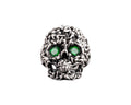 Green Zircon Skull Ring: Gothic Sterling Silver Men's Jewelry