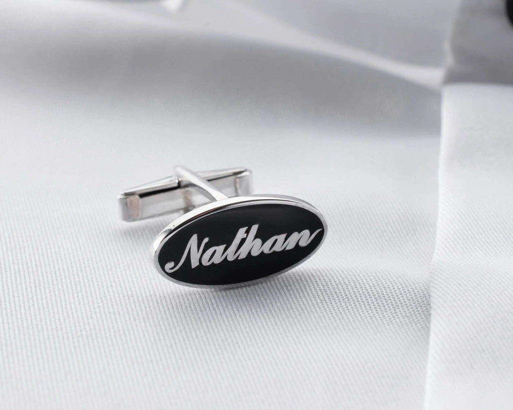 Personalized Sterling Silver Cufflinks: Engraved Initial Wedding Groomsmen Gift   Charmora Jewelry