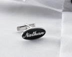 Personalized Sterling Silver Cufflinks: Engraved Initial Wedding Groomsmen Gift   Charmora Jewelry